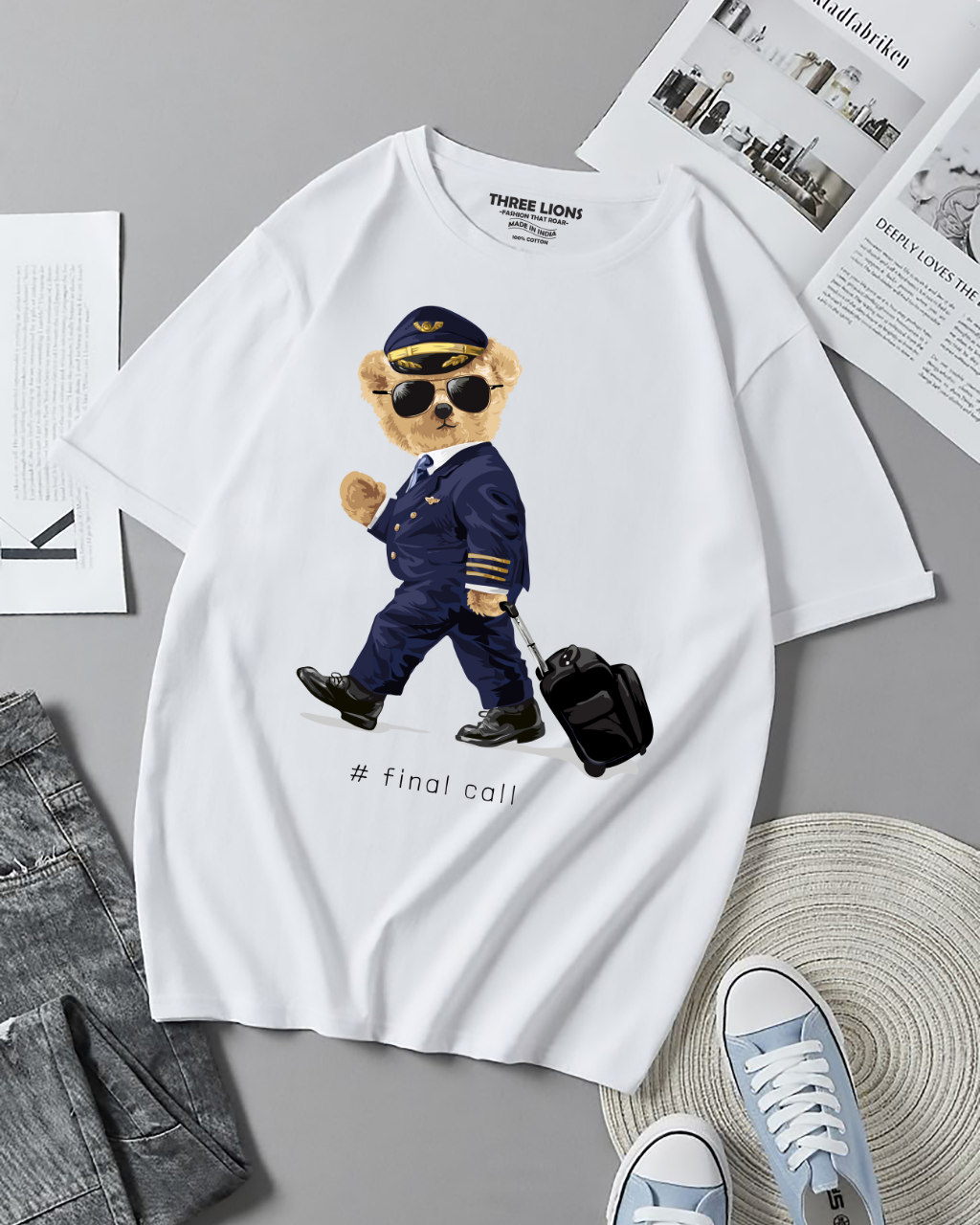 Premium Final Call Pilot Bear White T-Shirt