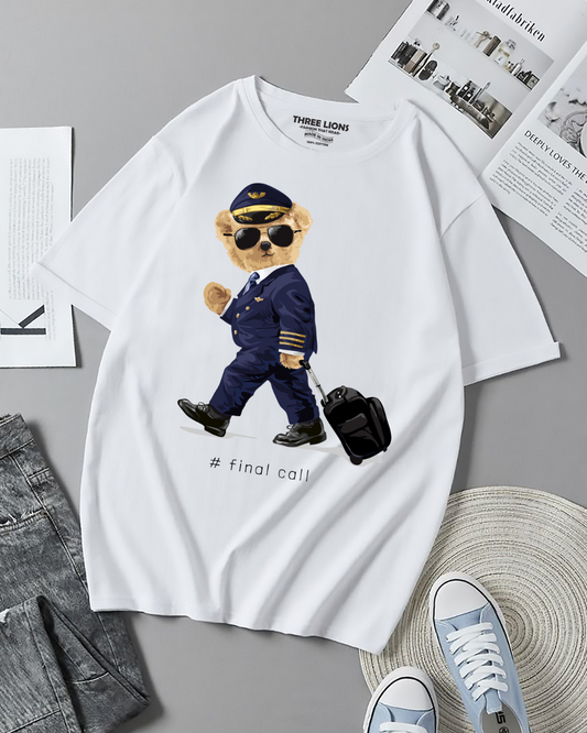 Premium Final Call Pilot Bear White T-Shirt