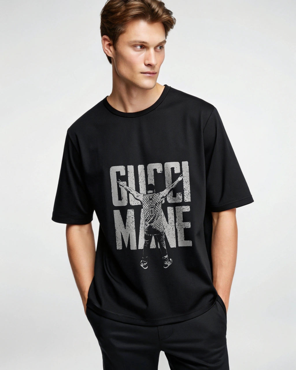 I Love You  Premium Black Drop Shoulder Digital Printed T-Shirt