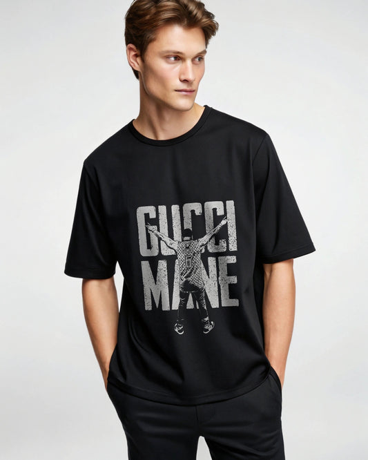Gucci Mane Premium Black Drop Shoulder Digital Printed T-Shirt