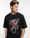 Raw Premium Black Drop Shoulder Digital Printed T-Shirt
