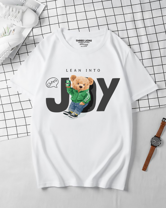 Premium Lean Into Joy Teddy Bear White T-Shirt