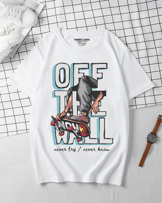 Premium Off The Wall Skateboarding White T-Shirt