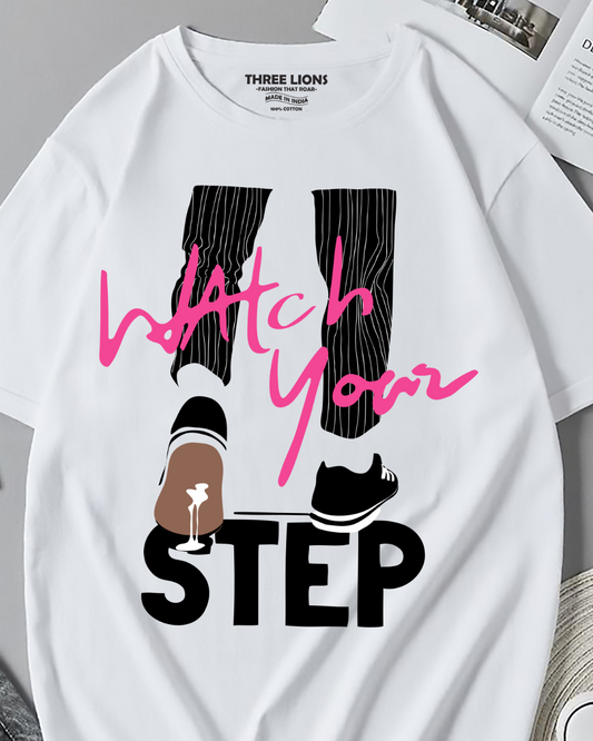 Premium Watch Your Step Shoes Graphic White T-Shirt