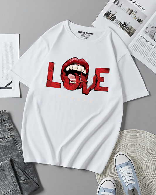Premium Love Lips Graphic T-Shirt White Color