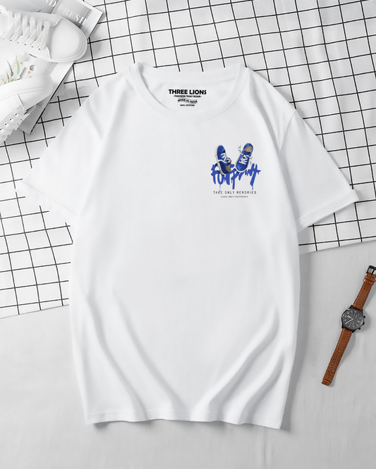 Premium Front And Back Footprint T-Shirt In White