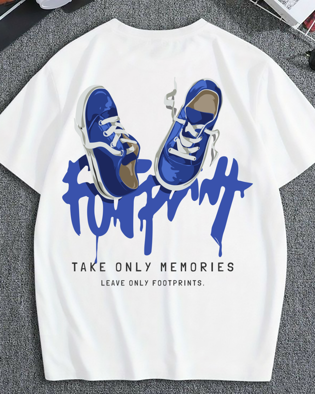 Premium Front And Back Footprint T-Shirt In White