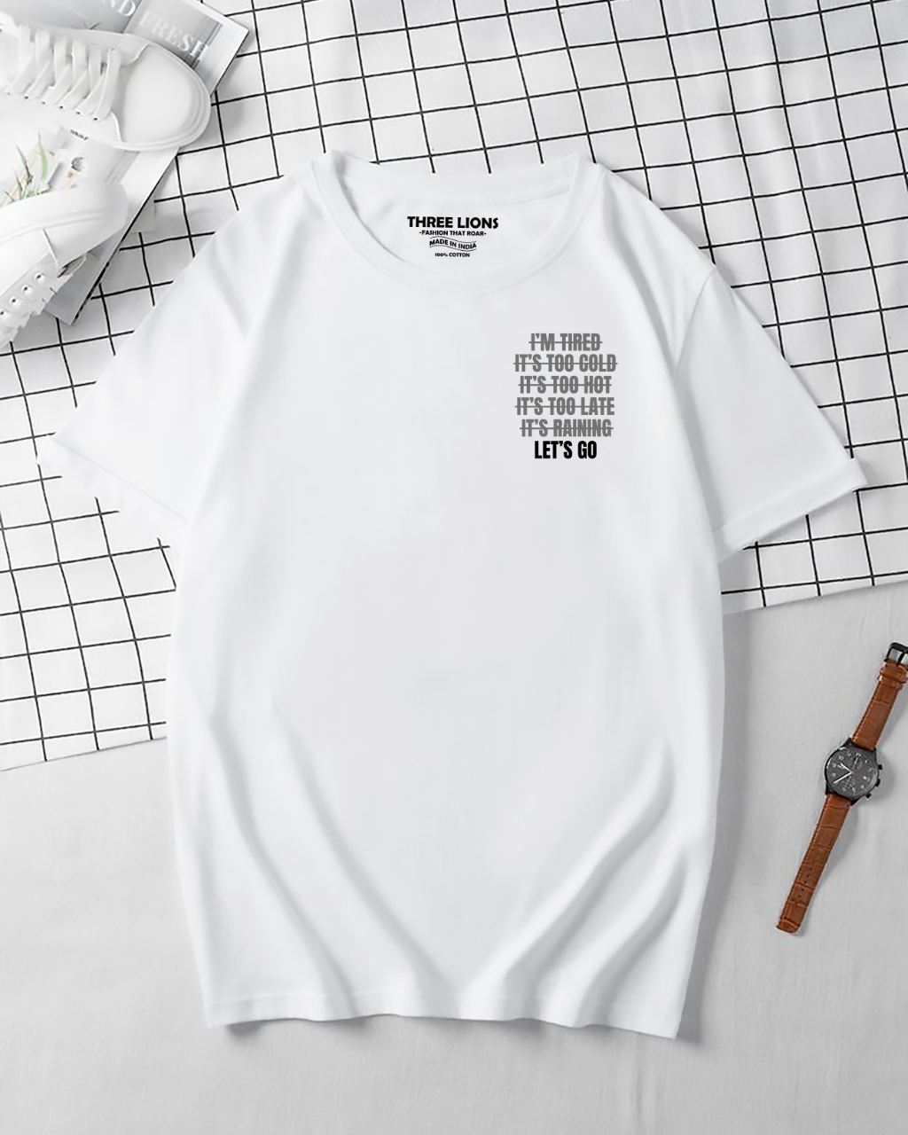 Premium Front And Back Let’s Go T-Shirt in White Color