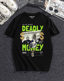 Premium Deadly Money Skull Graphic T-Shirt In Black Color