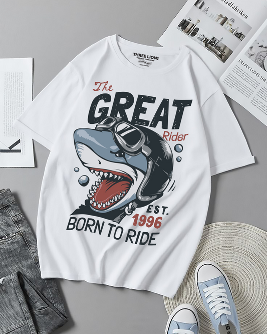 Great Rider Shark Biker T-Shirt Black Color
