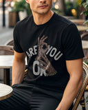 Are You On Premium Black Drop Shoulder Digital Printed T-Shirt