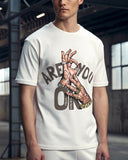 Are You On Premium White Drop Shoulder Digital Printed T-Shirt