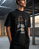 Don't Fear Premium Black Drop Shoulder Digital Printed T-Shirt