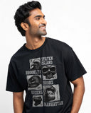 Staten island Premium Black Drop Shoulder Digital Printed T-Shirt