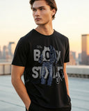 The Boy Style Premium Black Drop Shoulder Digital Printed T-Shirt