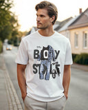 The Boy Style Premium White Drop Shoulder Digital Printed T-Shirt