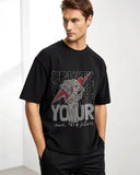Create Your Own Future Premium Black Drop Shoulder Digital Printed T-Shirt