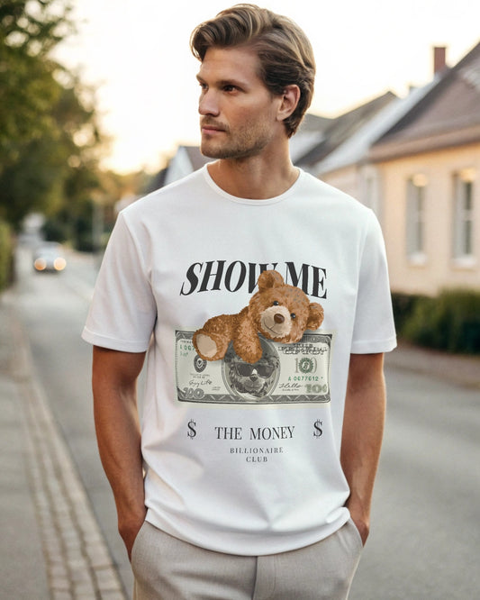 Show Me Premium White Drop Shoulder Digital Printed T-Shirt