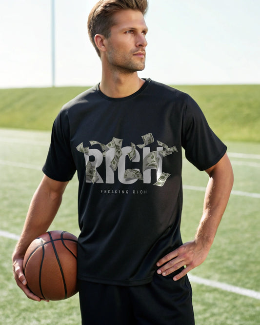 Rich Premium Black Drop Shoulder Digital Printed T-Shirt