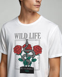 Wild Life Premium White Drop Shoulder Digital Printed T-Shirt