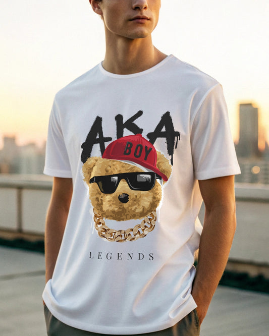AKA Premium White Drop Shoulder Digital Printed T-Shirt