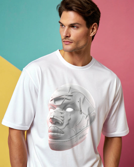Reprezent Head premium White Drop Shoulder Digital Printed T-Shirt