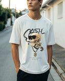 Cash Premium White Drop Shoulder Digital Printed T-Shirt