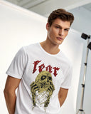 Fear Premium White Drop Shoulder Digital Printed T-Shirt