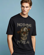 Nothing Premium Black Drop Shoulder Digital Printed T-Shirt
